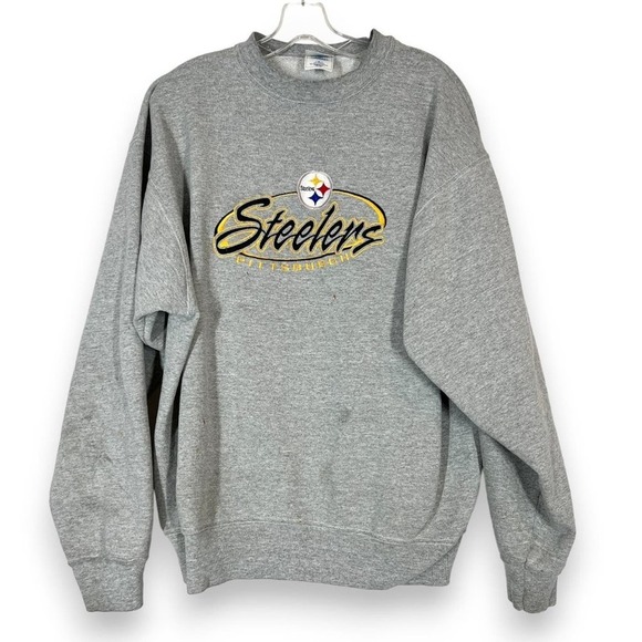 Vintage Pittsburgh Steelers Football Sweatshirt Gray USA - Picture 8 of 8